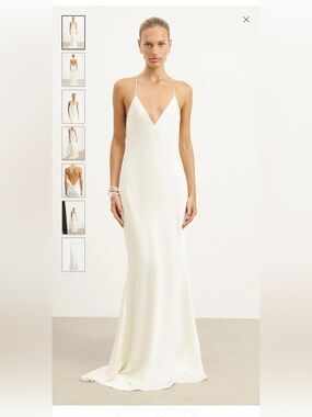 Because Of Alice Satin Slinky Cowl Back Gown in Ivory